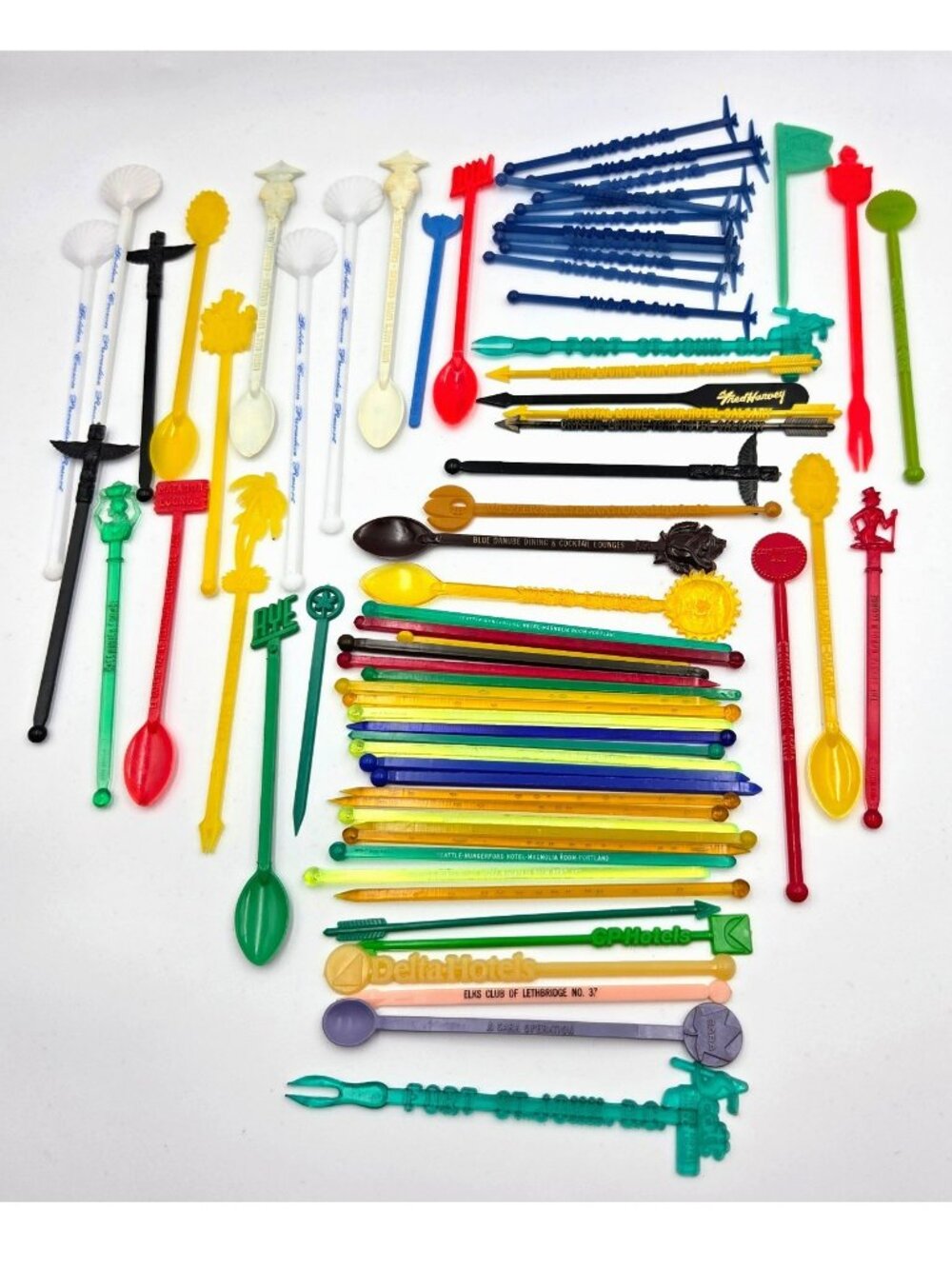 Vintage Swizzle Stir Sticks Alberta Canada Reusable Lot Of 70 Read